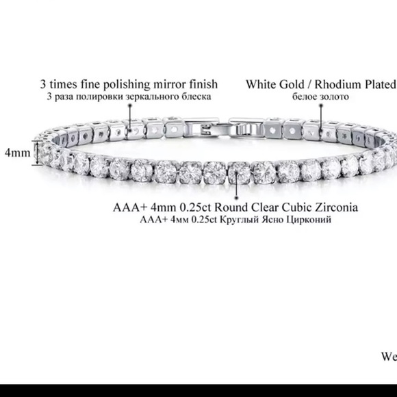 🌟 White Gold Plated Diamond Tennis Bracelet - Picture 5 of 5